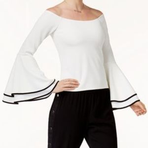 Bar III Off The Shoulder Bell Sleeve Top
